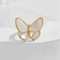10K Rose Gold Butterfly Adjustable Gemstone Rings