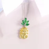 Sterling Silver Rhinestone Pineapple Pendant Necklace