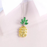 Sterling Silver Rhinestone Pineapple Pendant Necklace