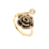 14K Rose Gold Camellia Solitaire Round Cut Moissanite Rings