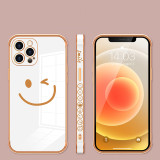 Electroplating Side Smiling Face Drop Proof Phone Case for iPhone13 12 11 Pro Max