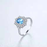 Sterling Silver Solitaire Oval Cut Solitaire Sapphire Gemstone Rings