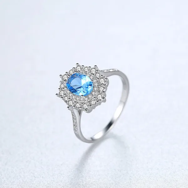 Sterling Silver Solitaire Oval Cut Solitaire Sapphire Gemstone Rings