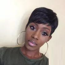 Women Synthetic Pretty Short Straight Hair Wig Slanted Bangs Wig