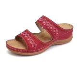 Women Wedge Sandal PU Leather Outdoor Muffin Thick Sole Slippers