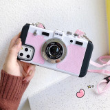 3D Retro Camera Style Drop Proof Phone Case for iPhone13 12 11 Pro Max with Crossbody Lanyard