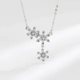 Sterling Silver Snowflake Moissanite Diamonds Pendant Necklace