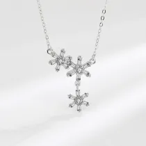 Sterling Silver Snowflake Moissanite Diamonds Pendant Necklace