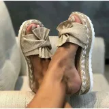 Women Bowknot Slippers Casual Beach Muffin Slip On Platform Sandals
