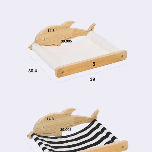 Wooden Dolphin Side Wall Hanging Cat Hammock Pet Nest