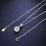 Sterling Silver Pave Moissanite Diamond Snowflake Pendant Necklace