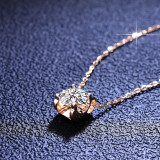 Rose Gold Sterling Silver Princess Cut Moissanite Zirconia Diamond Pendant Necklace