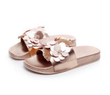 Soft PVC Slippers Sequins Flower Upper Beach Flat Sandals
