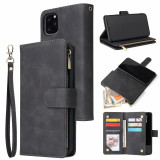 Classic Flipper Wallet Phone Case Premium Retro Leather Folio Zipper Magnetic Closure Stand Holder With Wrist Strap Shockproof Case