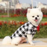 Pet Dog Cloth Lattice Bow Tie Prince Puppy Cloth