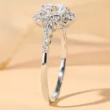 Silver Zircon Petard Jewelry Hollow Inlaid Diamond Adjustable Size Women Ring