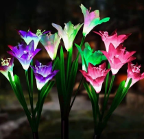 Outdoor LED Solar Light RGB Color Lily Garden Flower Waterproof Decorative Lamp
