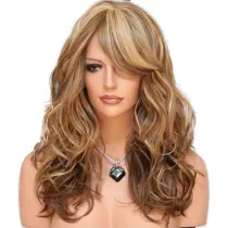 Women Synthetic Fluffy Wavy Curls Hair Wigs Multicolor Medium Curly Hair Wig
