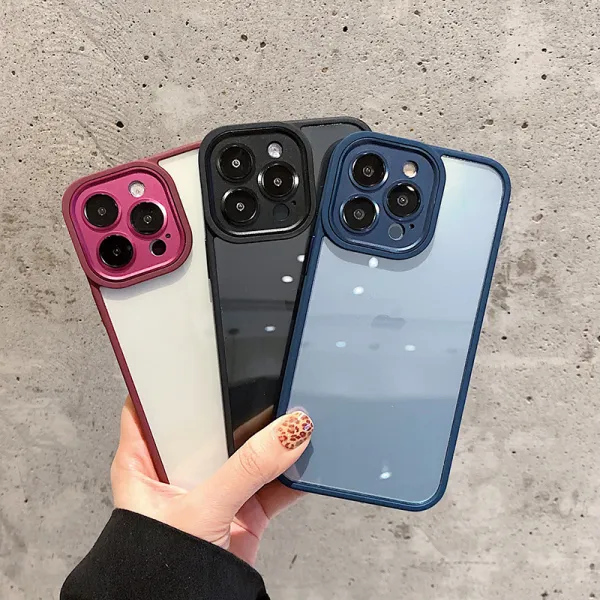 Pure Color Sandblasting Electroplating Phone Case for iPhone13 12 11 Pro Max