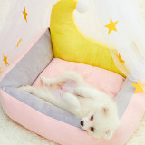 Pure Color Comfy Cushion Moon Dog Bed Pet Kennel