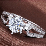 Silver Zircon Fashion Jewelry Inlaid Diamond Adjustable Size Women Ring