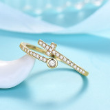 Silver Gold Zircon Fishtail Moon Sun Jewelry Inlaid Diamond Adjustable Size Women Ring