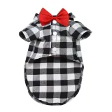 Pet Dog Cloth Lattice Bow Tie Prince Puppy Cloth