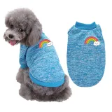 Pet Small Dog Long Sleeve Rainbow Printed Solid Color Sweater Puppy Cloth
