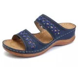 Women Wedge Sandal PU Leather Outdoor Muffin Thick Sole Slippers