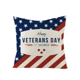 4PCS Home Cotton Decorative American Memorial Throw Pillow Case Cushion Covers For Sofa Couch Bed Chair
