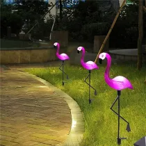 Outdoor Lawn LED Lamp Yard Decoration Lighting Solar Powered Garden Pink Flamingo Light