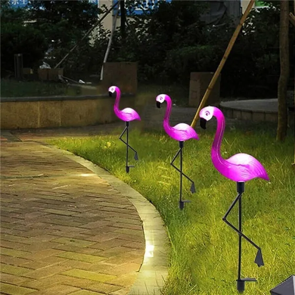 Outdoor Lawn LED Lamp Yard Decoration Lighting Solar Powered Garden Pink Flamingo Light