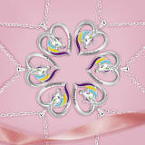 Sterling Silver Heart Unicorn Moissanite Diamonds Pendant Necklace