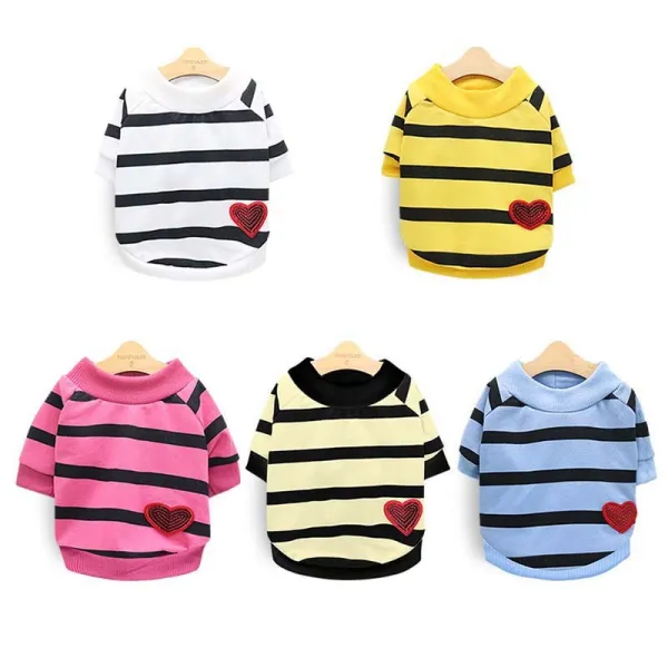 Pet Dog and Cat Teddy Bulldog Cloth Striped Vest Shirt Puppy Cloth