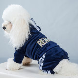 Dog Hoodies Soft Velvet Winter Tracksuit Outfits with Hat