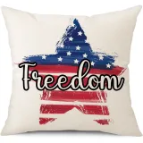 American Independence Day 4PCS Home Cotton Decorative Throw Pillow Case Cushion Covers For Sofa Couch Bed Chair