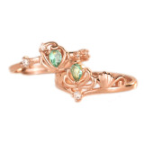 14K Rose Gold Pear Cut Vintage Emerald Rings