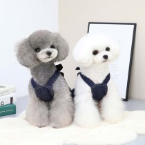 Pet Dog Cloth Denim Bowknot Sling Dress Puppy Cloth