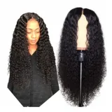 Women Synthetic Small Curly Long Hair Wig Middle Parting Wigs