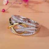 Silver Gold Fashion Jewelry Hollow Inlaid Diamond Women Ring