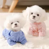 Pet Dog Cloth Handmade Knitting Solid Color Sweater Puppy Cloth