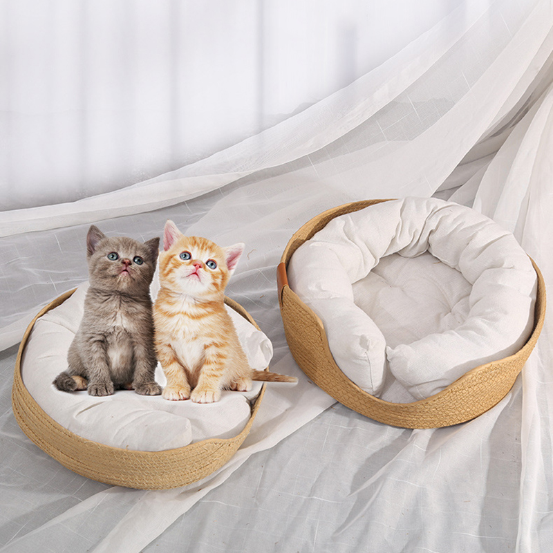 Soft Hand-Woven Pet Basket Cat Bed Pet Kennel