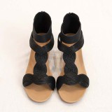 Women Weave Strap Zipper Roman Wedge Sandals