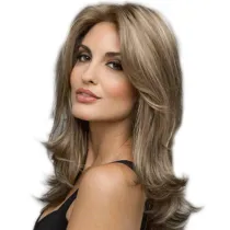 Women Synthetic Fluffy Curls Hair Wigs Medium Curly Hair Middle Parting Wig