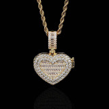Diy Photo 14K Yellow Gold Heart Shaped Pave Diamond Pendant Necklace