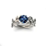 Silver Zircon Olive Leaf Women Ring Eternity Engagement Wedding Band With Gift