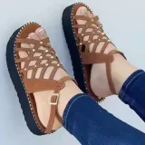 Women Platform Ankle Buckle Hollow Out Cross Leisure Sandalias