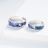 Couples Starry Sky Fashion Jewelry Inlaid Diamond Adjustable Size Women Ring