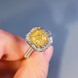 Golden Yellow Zircon Fashion Jewelry Inlaid Diamond Women Ring