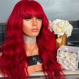 Women Long Vibrant Red Wavy Wig